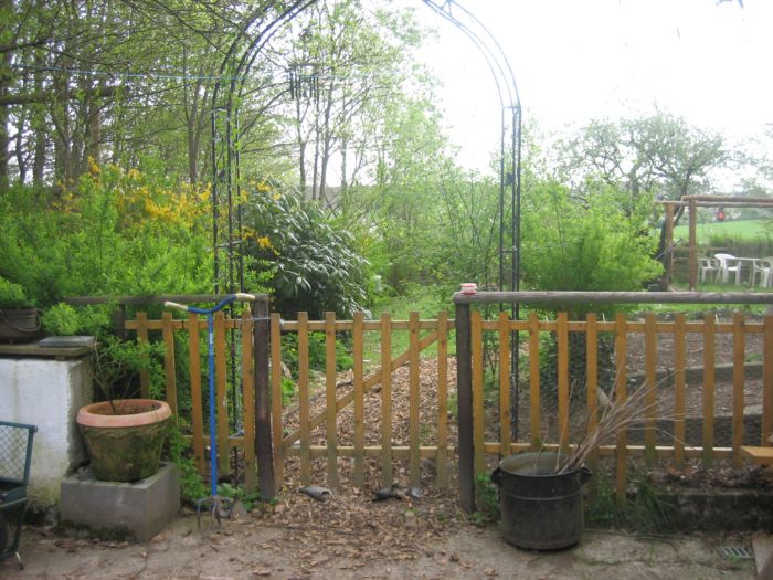Eingang zum Garten mit Waldrebe